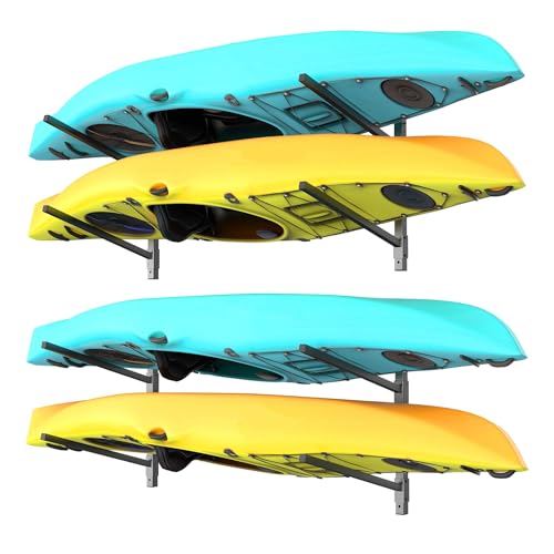 WALMANN Heavy Duty Wall Mounted Kayak Storage Rack for Garage, Adjustable Kayak Hangers for Wall, Holds Up to 220 lbs - style: 4-tier