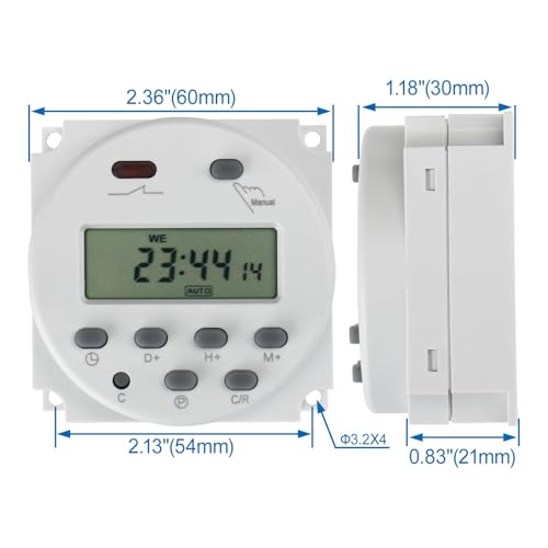 Baomain Time Switch Relay,Digital LCD Programmable Timer,24V DC/AC Input,200-250V 16A Output,28 Programs Daily/Weekly Schedule,CN101A for Lighting and Equipment Control - size: Timer