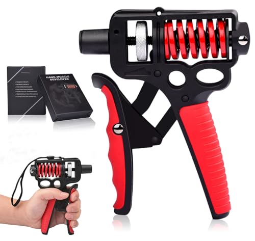 Adjustable 10–400 lb Grip Strength Trainer (Premium Adjustable Grip Strengthener for Forearm Training) Alloy Frame, Titanium-Plated Steel, TPR Non-Slip Handles | Color Red