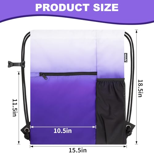 HOLYLUCK Men & Women Outdoor Sport Gym Sack Waterproof Drawstring Backpack Bag (Standard with drawstring, Gradient Purple) - color: Gradient Purple, style: Standard With Drawstring