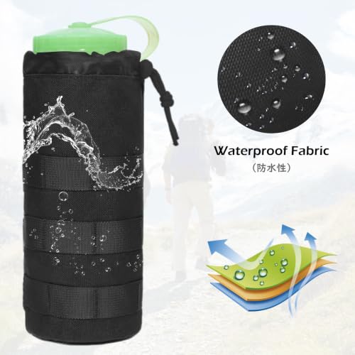 TRIWONDER Tactical MOLLE Water Bottle Pouch H2O Hydration Carrier, Military Bottle Holder Molle Drink Holder Travel Water Bottle Bag for Backpack Camping Outdoor - color: 03 Black