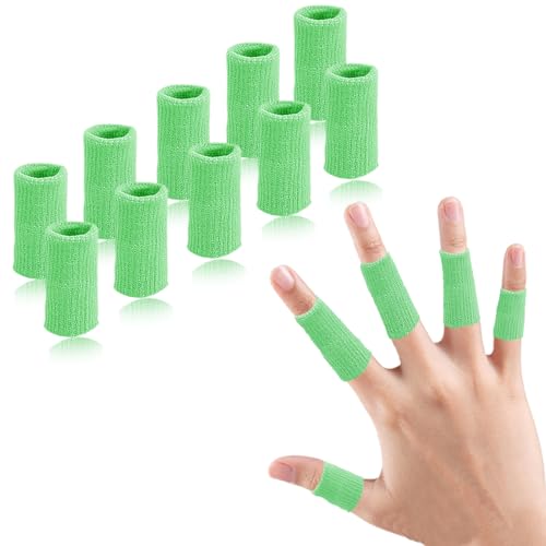 Finger Compression Sleeves, 10 Pcs | Finger Protectors Cots for Arthritis Swelling Basketball Sport, Breathable Elastic - color: Light Green