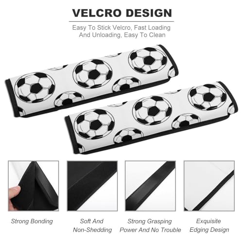 2PCS Soccer Black and White Soccer Ball Car Seat Belt Pad Breathable Shoulder Protector for Girls and Boys, Most Cars, Anti-Slip Pad - color: Pattern 595