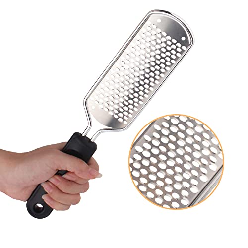 2Pcs Colossal Professional Foot File and Callus Remover, High Grade Stainless Steel Foot Rasp for Wet and Dry Feet, Washable Pedicure Tool for Smooth Heels