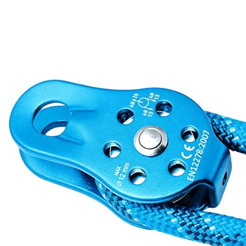 26KN Climbing Pulley, Fixed Plate Aluminum Alloy Rope Pulley Small Pulley System for Heavy Duty, Climbing, Zipline, Hauling Outdoor Activity - color: Blue