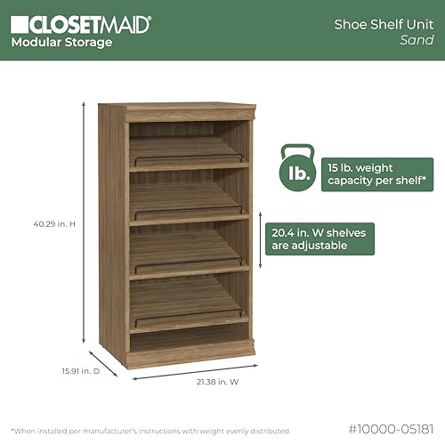 ClosetMaid Modular Storage Stackable Shoe Shelf Unit, Sand - color: Sand
