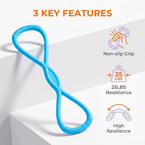 Figure 8 Resistance Band, Figure 8 Resistance Bands for Women Men,Resistance Band Figure for Working Out, Non-Slip Handles, Home Gym, Yoga & Physical Therapy - color: 25 LBS BLUE