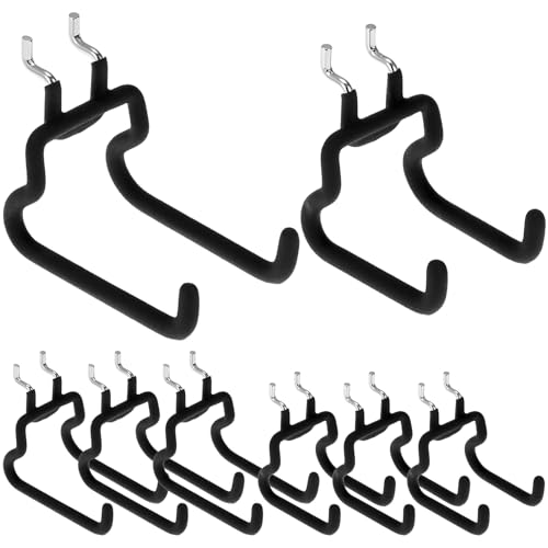QWORK Heavy Duty 8-Pack Pegboard Hooks with Anti-Slip Coating for 1/4" Pegboards, Peg Board Tool Utility Hangers for Garage Workshop Organization (4 Small + 4 Large)
