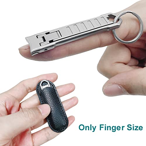 Nail Clippers for Natural Finger Nails Ultra Thin Mini Travel Portable Folding Wide Jaw Cutter with Glass Nail File Curved Trimmer for Fingernail Toenail, with Keychain(X021DB-S) - size: Mini