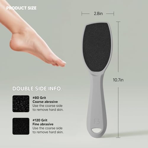 Wide Emery, Double-Sided Pedicure Tool, Colossal Foot File for Men & Women, Effective for Cracked Heel, Callus Remover, Foot Scrubber, Professional, (Gray) - color: Gray