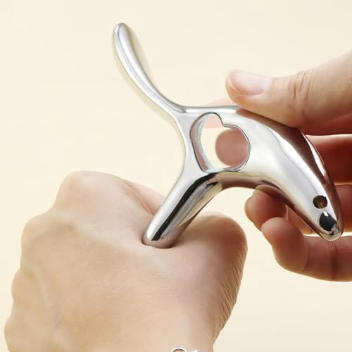 Ergonomic Trigger Point Massage Tool, Deep Tissue Gua Sha Muscle Scraper with Finger Holes, Portable Physical Therapy Tool for Full Body Pain Relief, Thumb Saver Acupressure Tool (Bronze)