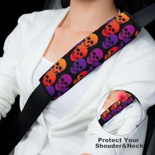Universal Soft and Comfortable Skull Ombre Black Seat Belt Cover for Kids, Most Cars, 2 Piece Seat Belt Covers Cushion Shock Absorption - color: Pattern 374