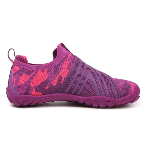 KUBUA Versatile Kids Water Shoes Boys Girls Quick Dry Swim Aqua Socks | Wide Toe Box, Lightweight, Barefoot-Style, Breathable, Beach, Pool, Kayak, Water Parks, Hiking, Toddler, Little Kid, Big Kid - color: Purple, size: 10.5 Little Kid