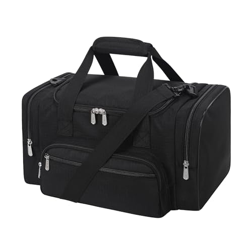 Small Duffel Bag, 17 inch, Black | 25L, Multi Pockets, Carry On, Weekender Bag, Travel Gym Sport, 17x10x9 in - color: Black, size: 17 inch - 1.0
