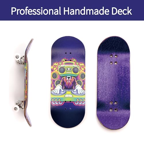 36mm Pro Fingerboard with Wooden Finger Skateboard Deck Upgraded Finger Board Trucks Street Shape Bearing Wheels (DJ) - color: Dj