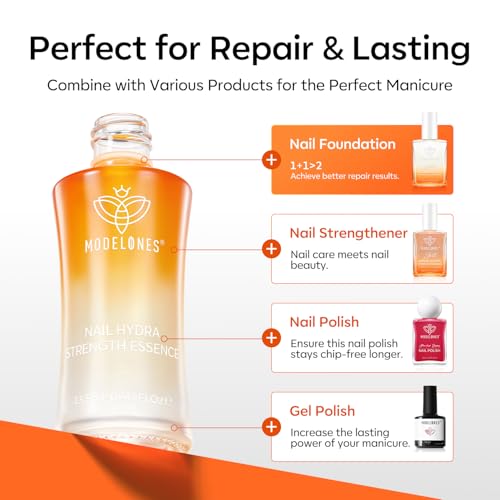 Modelones Nail Strengthener and Growth, Water-Based Nail Hardener Repair | Nail Hardener Extra Strong and Growth 3-in-1 Clear Nail Repair Mode Strengthening Polish Care Gifts Women 13.5ml 0.46 Fl Oz - color: Clear