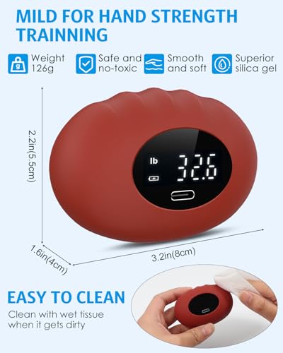 Hand Grip Strength Tester Trainer, Digital Hand Gripper Strengthener Up to 395 Lbs (180kg), Hand Gripper Strength with Counting, Stress Balls for Sport