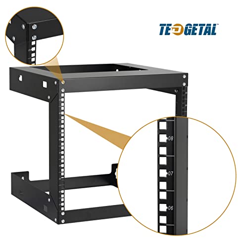 9U Wall Mount Rack Open Frame 19 Inch Server Equipment 2 Post Network Cabinet 18 inches Depth Black by Tedgetal - color: 9U
