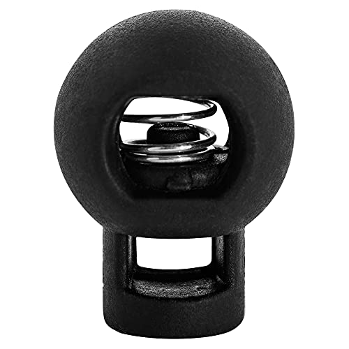 Super Z Outlet Single Hole Spring Loaded Round Ball Shaped Stop Sliding Cord Fastener Locks Buttons for Camping & Hiking, Shoelace Replacement, Sports, Backpacks (20 Pieces)