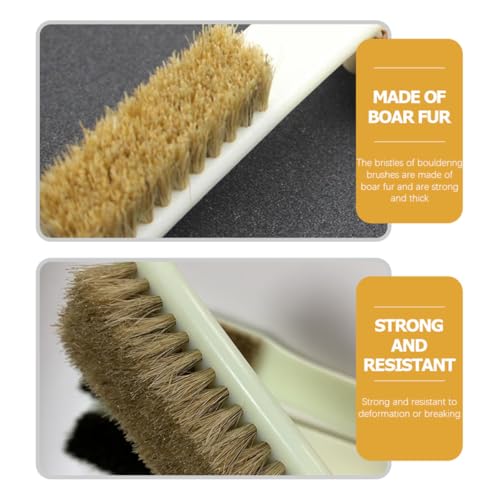 KALLORY 2pcs Boars Hair Cleaning Brush for Rock Climbing Holds with Sturdy Handle, 96-Hole Walnut Stone Scrubbing Tool for Outdoor Bouldering and Climbing Sports Supplies