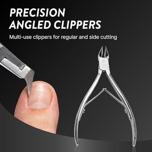 Ingrown Toenail Clippers for Seniors Thick Toenails, 7 Pcs Heavy Duty Large Pedicure Toe Nail Clipper Set with Wide Opening, Includes Nail Cutter, File, Lifter, Cuticle Pusher, Travel Case - color: 7 Pcs Set (360° Clippers + Cuticle Clipper)