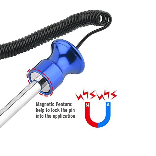 Cosmos Gym Weight Stack Pin Universal Replacement Selector Lock Pin Detent Hitch Pin, Tensile 3/8" Dia. & 4" Locking Space with Lanyard, for Gym Equipment Machine Weight Plate - color: Blue Knob