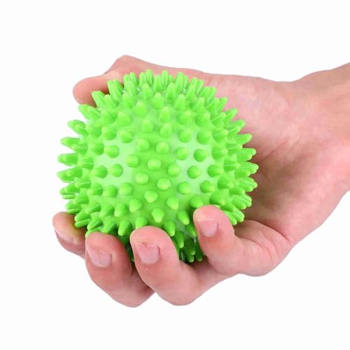 2Pcs Spiky Hard Massage Balls,Soft Spiked Manual Massager Rollers Body Spiky Balls Fitness Finger Relax Tool for Plantar Fasciitis Exercise Back Feet (Large Size 9cm) - color: Green, size: Large size 9cm