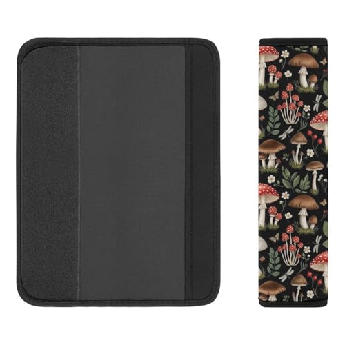 2PCS Soft Padded Car Seat Straps Shoulder Pads for Adult Use, Most Cars, Trippy Leaves Mushroom Shoulder Protector, Shock Absorption - color: Pattern 315