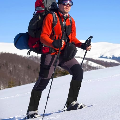 Waterproof Adjustable Hiking Gaiters for Men and Women, Snow Boots-Gaiters for Hiking in Hunting Sand Mud Mountain Climbing Snowshoeing - color: Black