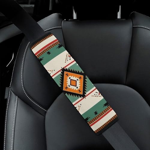 2 Pack Southwestern Boho Green Aztec Southwest Car Seat Belt Pad Soft Padded Harness Pads Strap for Child, Car Seats Pushchair Strollers High Chair Pushchair, Anti-Slip Pad - color: Pattern 975