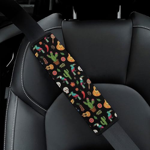 2PCS Tie Dye Neon Sugar Skull Car Seat Belt Pad Universal Soft and Comfortable Harness Pads Strap for Kids, Car Seats Pushchair Strollers High Chair Pushchair - color: Pattern 916