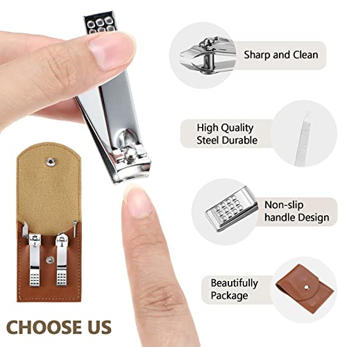 Geosar 12 Sets Manicure Gifts Bulk Nail Clippers Pedicure Kit Stainless Steel Professional Pedicure Grooming Kits Nail Care Tools with Travel Case for Women Men Hand Foot Birthday(Brown) - color: Brown