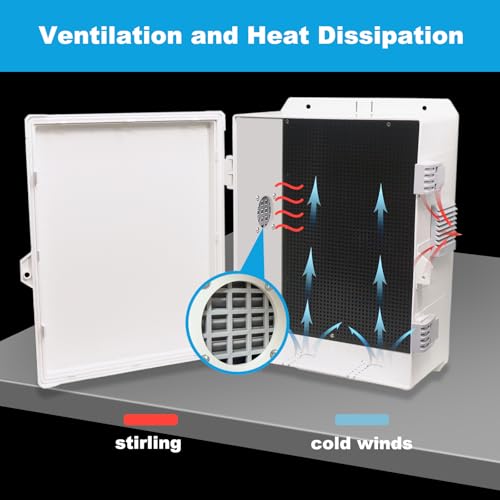 Electrical Junction Box, Outdoor Water Resistant Nema Enclosure, Ventilated ABS Plastic WiFi Project Box with Internal Mounting Panel & Hinged Cover 13" Lx 9.2" Wx 5.6" H - size: 13"L x 9.2"H x 5.6"W