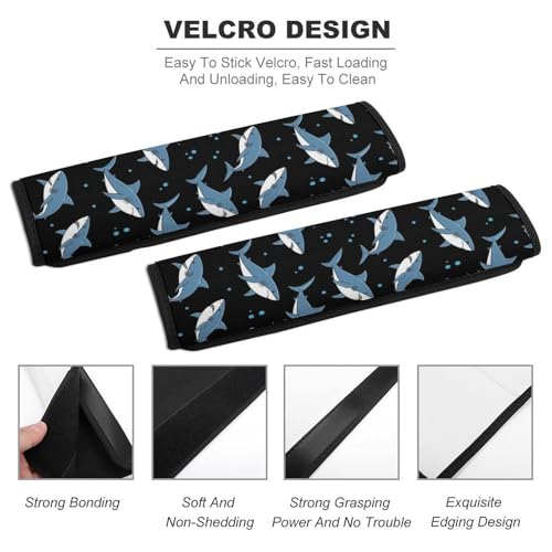 2 Pack Blue Shark Car Seat Straps Shoulder Pads Universal Fit Neck Strap Covers for Adults and Children, All Vehicles, Pressure Relief - color: Pattern 24