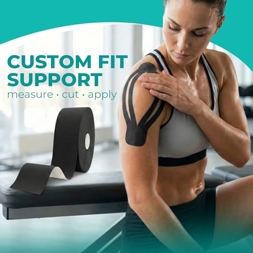 Kinesiology Tape Bulk Roll 114ft - Athletic Sports Tape, Black | Elastic Waterproof, Athletic Support & Joint Protection, Uncut for Wrist, Knee, Shoulder, Back, Foot, Skin-Friendly - color: Black