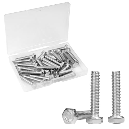 25 Pcs M6 Hex Bolts M6-1.0 x 30mm Hex Head Screw Bolt 304 Stainless Steel M6-1.0mm Hexagon Bolts Hex Head Screws, Metric Machine Fully Thread, Bright Finish - size: M6-1.0 x 30mm