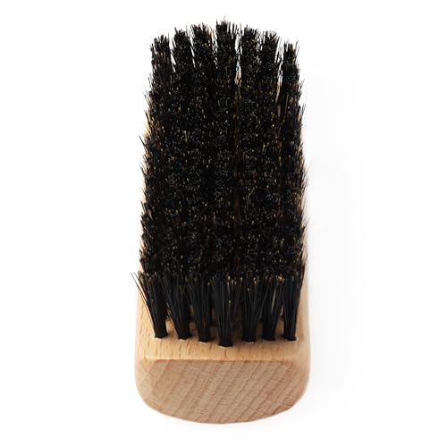 GranNaturals Boar Bristle Slick Back Hair Brush - Palm Size - Soft Medium Smoothing Hairbrush to Style, Polish, & Lay Hair Down Flat to Create a Sleek Frizz Free Hairstyle for Women and Men