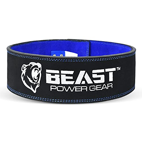 Beast Power Gear Weight Lifting Belt Lever Buckle 10MM 13MM Thick & 4 Inches Free Strap Weightlifting, Powerlifting, Deadlifts, Squats Men Women - color: Black/Blue, size: Small