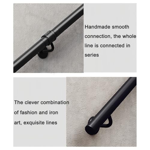 Metal Stair il with 2 Brackets Round Tube Wall Mount Railing Kit for Indoor/Outdoor Stairs Balconies Terraces & Villas (500cm/16.4ft) - size: 500cm/16.4ft