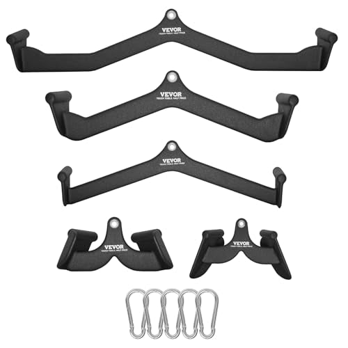 VEVOR LAT Pulldown Attachments, Cable Machine Rowing T-bar V-bar Tricep Pull Down Bar, Back Strength Training Rubber Coated Handle Grip, Bicep Curl Tricep LAT Pulldown Bar for Home Gym Fitness - size: 5PCS A