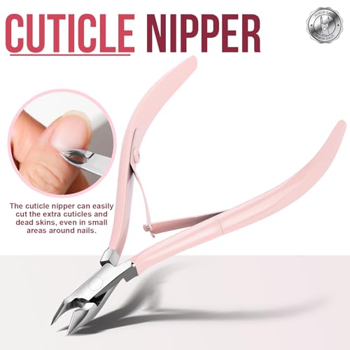 FANDAMEI Cuticle Kit, 4 PCS Nail Care Kit, Cuticle Trimmer, Cuticle Nippers, Ingrown Toenail Removal Kit, Cuticle Clippers, Cuticle Pusher, Nail Cuticle Trimmer, Manicure and Pedicure Kit, Nail Tools - color: Pink