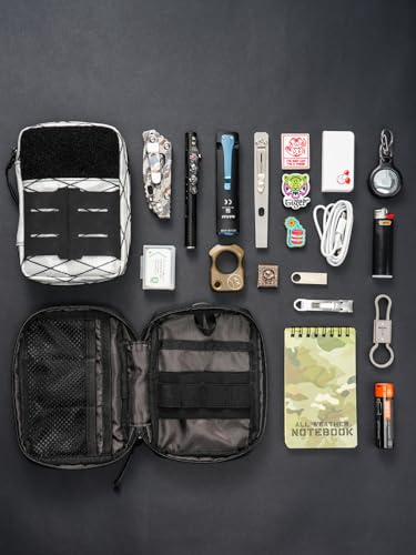 TACTICAL GEEK Block E2.0 EDC Compact Waist Pocket Pouch, Multi-Purpose Molle EDC Pouch Gadget Organizer, Multi-Purpose Molle Tool Pouch for Multitools, Nylon Daily Utility Tool Organizer Bag White - color: E2.0-White