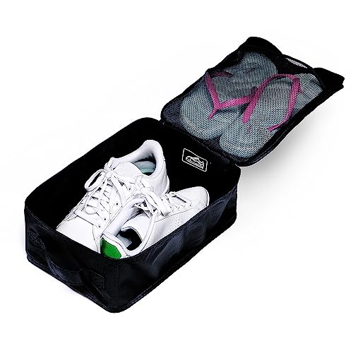 JJ POWER Travel Shoe Bags, Foldable Waterproof Shoe Pouches Organizer-Double Layer (Black, 2 Packs) - color: Black, size: 2 Packs