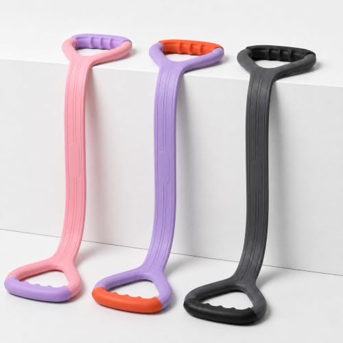 Figure 8 Resistance Band with Handles, Elastic Bands for Working Out,Arm,Back,Shoulder Training Elastic Ropes - color: Pink/Purple/Gray