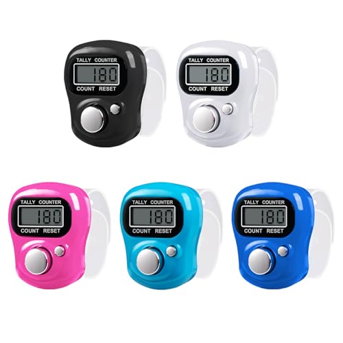 Amble Clicker Counter with Rhinestone, 5-Digit Tally Counter Clicker, Clickers for Lap, Pitch, Golf, Knitting, People Counting, Tasbih, Ideal Gift - style: 5 Pack