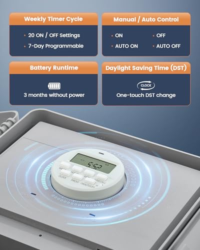 SURAIELEC Digital Pool Timer, 40AMP 120V 2HP, 7-Day Programmable Timer | Programmable Box for Swimming Pump, Landscape Lights, Lights, Simultaneously Controls Up to 2HP Devices, Outdoor/Indoor Use - style: 120VAC 2HP