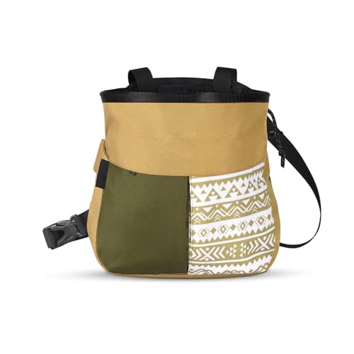 Drfeify Mountaineering Chalk Bag, Large Capacity Travel Bag with Independent Front Pocket, Outdoor Sports Gear for Climbers Hikers - size: Small Khaki