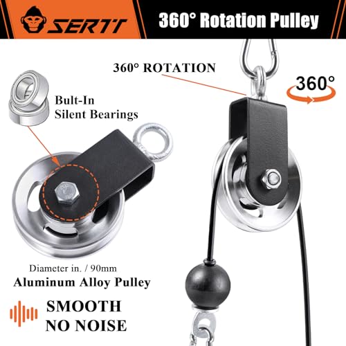 SERTT Cable Pulley Wheel for Home Gym Pulley System, Upgraded 90mm Aluminium Alloy Gym Pulley for Maximum 660LBS Load - color: Silver, style: [2 Pack]