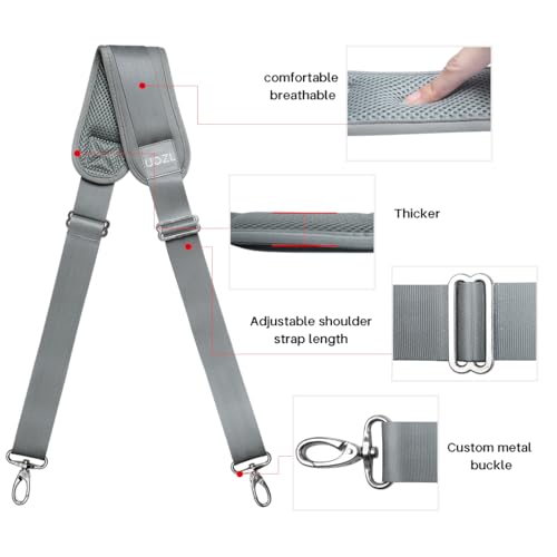 59 Inch Shoulder Straps, Soft with Ultra-Thick Fixed Shoulder Pad, Two Way Independently Adjustable Buckle Replacement Straps for Laptop Bag Messenger Bag Tool Bag Luggage,Gray - color: Gray, size: 59 inch