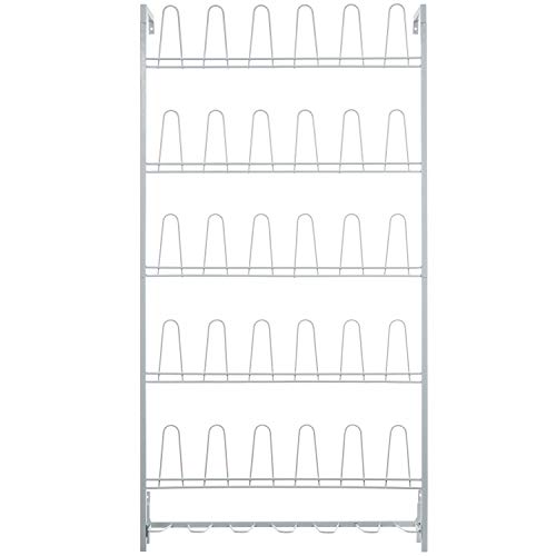 MyGift Matte White Metal Wall Mounted Shoe Rack, Holds 18 Pairs | Modern white metal wall shoe rack stores up to 18 pairs of shoes and boots while saving closet, mudroom, and entryway storage - color: White